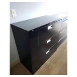 3-Drawer Black Lateral File Cabinet with Lock