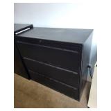 Black 3-Drawer Lateral Filing Cabinet with Lock
