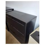 Black 3-Drawer Lateral Filing Cabinet with Lock
