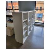 Pair of White 3-Section Office Storage Shelving Unit