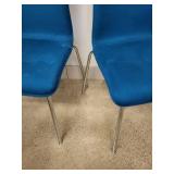 Set of 2 Blue Fabric Dining Chairs with Metal Legs