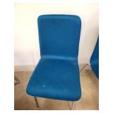 Set of 2 Blue Fabric Dining Chairs with Metal Legs