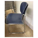 Set of 6 Stackable Blue Metal Frame Chairs