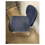 Set of 6 Stackable Blue Metal Frame Chairs