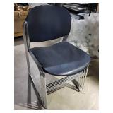 Set of 6 Stackable Blue Metal Frame Chairs