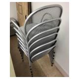 Set of 6 Silver Metal Mesh Stackable Chairs