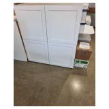 Two White 2-Door Office Storage Cabinets with Adjustable Shelves