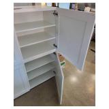 Two White 2-Door Office Storage Cabinets with Adjustable Shelves