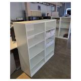 Pair of White Double-Sided Office Bookshelf with Adjustable Shelves