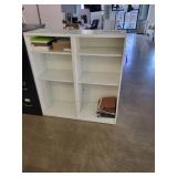 Pair of White Double-Sided Office Bookshelf with Adjustable Shelves