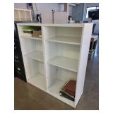 Pair of White Double-Sided Office Bookshelf with Adjustable Shelves