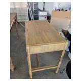 Wood Writing Desk with Drawer and Metal Ring Pulls