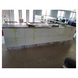 Long Office Filing Cabinet with Stainless Steel Top and Multiple Drawers