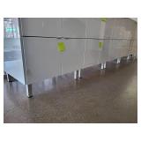 Long Office Filing Cabinet with Stainless Steel Top and Multiple Drawers