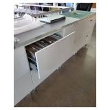 Long Office Filing Cabinet with Stainless Steel Top and Multiple Drawers
