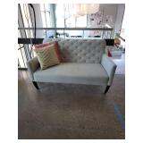 Tufted Beige Loveseat Sofa with Throw Pillows
