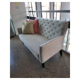 Tufted Beige Loveseat Sofa with Throw Pillows