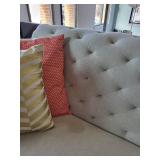 Tufted Beige Loveseat Sofa with Throw Pillows