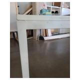 White Rolling Work Table with Casters and Cable Management Ports