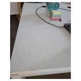 White Rolling Work Table with Casters and Cable Management Ports