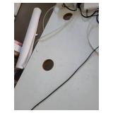 White Rolling Work Table with Casters and Cable Management Ports