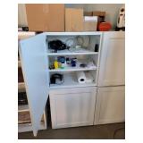 Set of 2 White Storage Cabinets with Paneled Doors