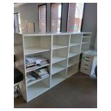 Two White Multi-Shelf Office Storage Bookcase Units
