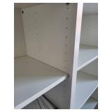 Two White Multi-Shelf Office Storage Bookcase Units