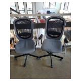 Pair of Black Mesh Office Chairs with Armrests