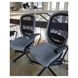 Pair of Black Mesh Office Chairs with Armrests