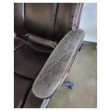 Used Brown Faux Leather Office Chair with Adjustable Armrests