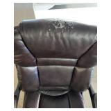 Used Brown Faux Leather Office Chair with Adjustable Armrests