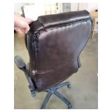 Used Brown Faux Leather Office Chair with Adjustable Armrests