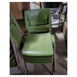 Set of 12 Vintage Green Stackable Metal and Plastic Chairs
