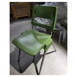 Set of 12 Vintage Green Stackable Metal and Plastic Chairs