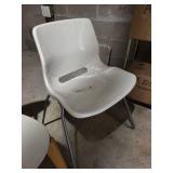 Pair of Modern White Chairs with Wood and Metal Legs