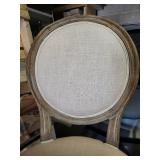 Set of 5 Distressed Upholstered Side Chairs with Carved Wood Frame