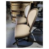 Set of 5 Distressed Upholstered Side Chairs with Carved Wood Frame