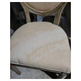 Set of 5 Distressed Upholstered Side Chairs with Carved Wood Frame