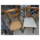 Pair of Cross Back Wooden Dining Chairs with Woven Seats