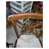 Pair of Cross Back Wooden Dining Chairs with Woven Seats