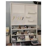 White Wall-Mounted Pegboard Organizer with Shelves and Scissors Holders