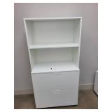 White Office Storage Cabinet with Shelves and Locking Drawers