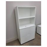 White Office Storage Cabinet with Shelves and Locking Drawers