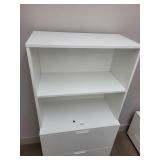 White Office Storage Cabinet with Shelves and Locking Drawers