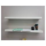 Set of 2 White Floating Wall Shelves