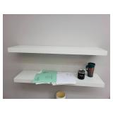 Set of 2 White Floating Wall Shelves