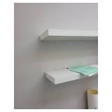 Set of 2 White Floating Wall Shelves
