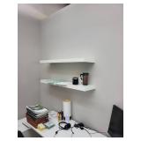 Set of 2 White Floating Wall Shelves