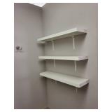 Set of 3 White Wall-Mounted Shelves with Metal Brackets